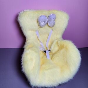 Yellow Furry Labubu Car Seat with Bow NWOT